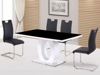 Tavolo da pranzo rettangolare "Lidia" 160 x 90 x 76 cm - Nero/Bianco