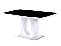 Tavolo da pranzo rettangolare "Lidia" 160 x 90 x 76 cm - Nero/Bianco