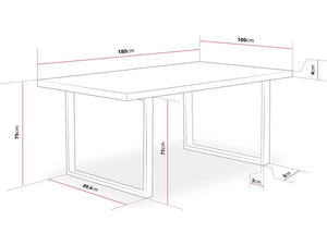 Tavolo da pranzo 180x100x75 cm Presidio Rovere e Nero