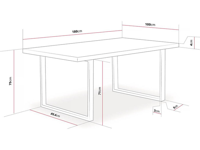 Tavolo da pranzo 180x100x75 cm Presidio Rovere e Nero