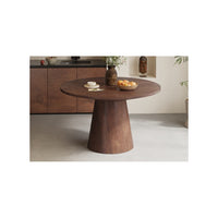 Tavolo rotondo collezione FRANCHIA in legno esotico di mangolia marrone diametro 130 cm.