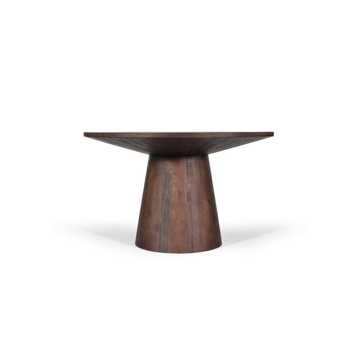 Tavolo rotondo collezione FRANCHIA in legno esotico di mangolia marrone diametro 130 cm.