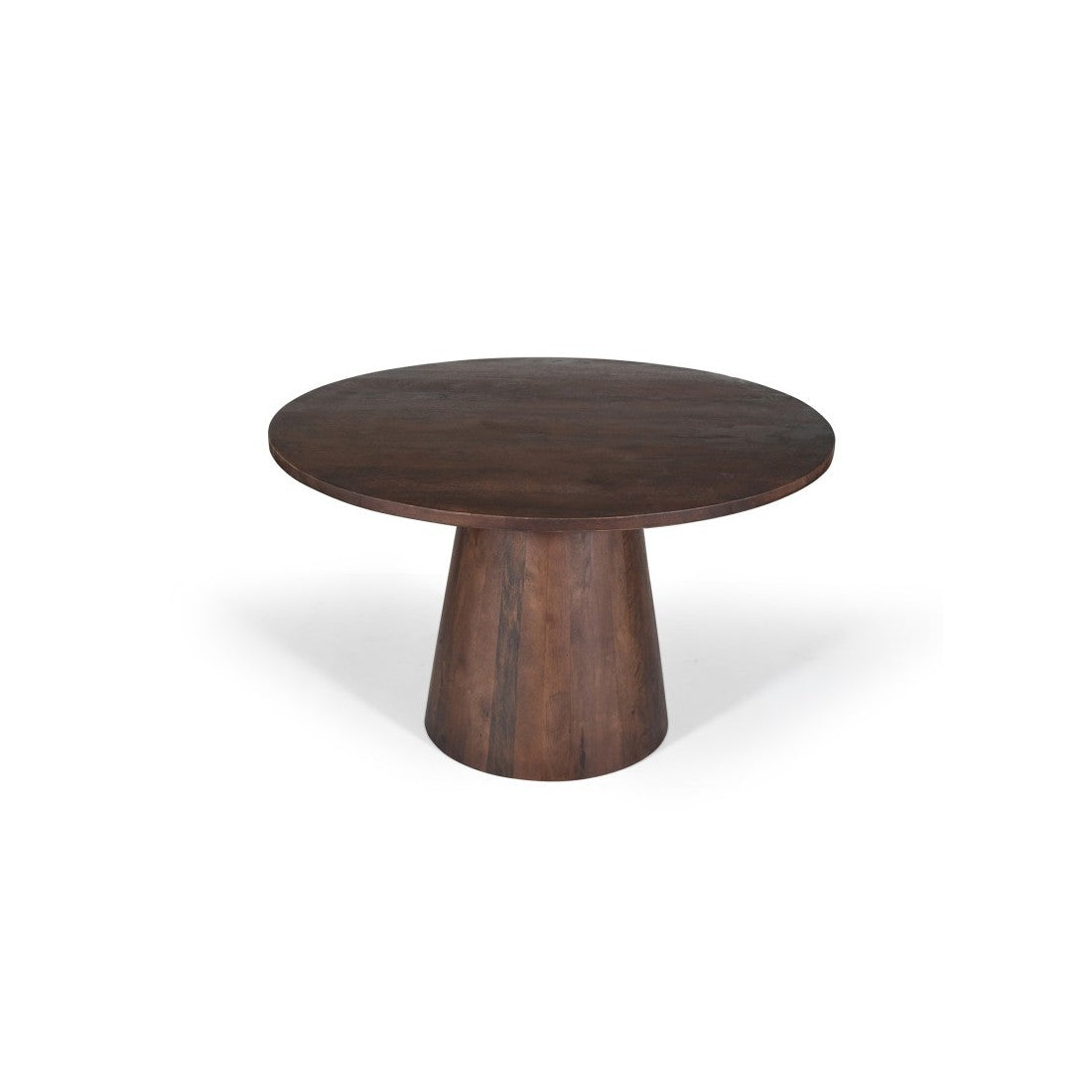 Tavolo rotondo collezione FRANCHIA in legno esotico di mangolia marrone diametro 130 cm.