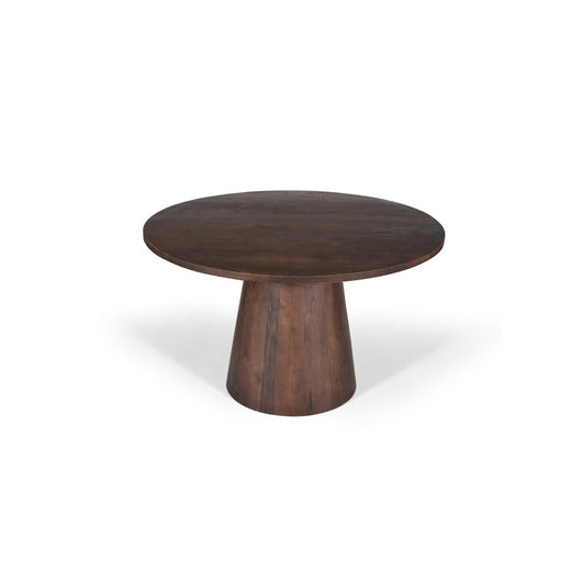 Tavolo rotondo collezione FRANCHIA in legno esotico di mangolia marrone diametro 130 cm.