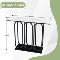 Consolle cm 100 tavolo ingresso finto marmo gambe regolabili struttura in metallo kit antiribaltamento bianco e nero 20_0005109