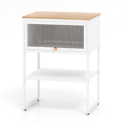 Comodino compatto 40 x 32 x 56 cm con pratica anta a ribalta design moderno bianco PC 20_0019387