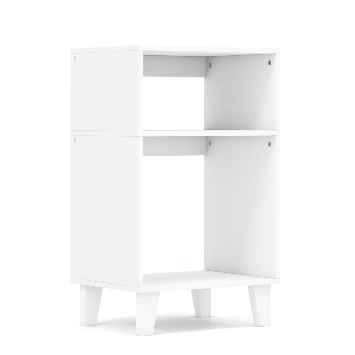 Tavolino a 3 ripiani comodino con ripiani portaoggetti gambe rialzate e struttura stabile tavolino 65 cm stretto bianco 20_0009371