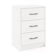 Comodino moderno 385 x 28 x 54 cm con 3 pratici cassetti e design elegante in legno bianco 20_0013957