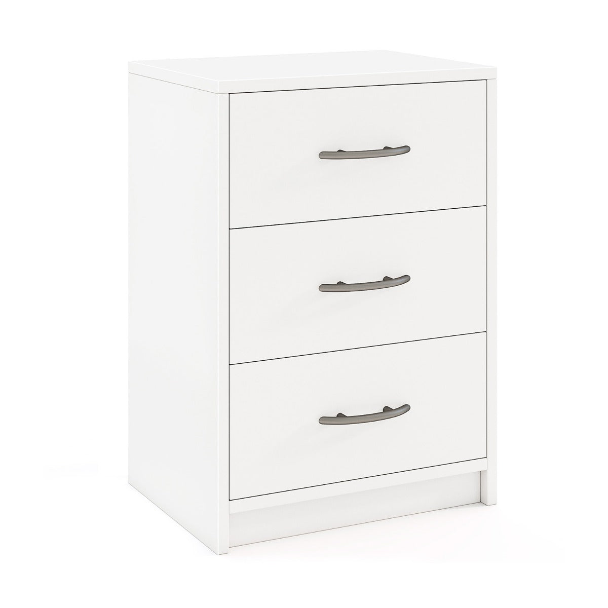 Comodino moderno 385 x 28 x 54 cm con 3 pratici cassetti e design elegante in legno bianco 20_0013957
