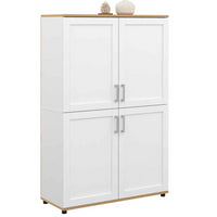 IDMarket - Tablero alto de 2 puertas VITO blanco y efecto haya H. 125 cm