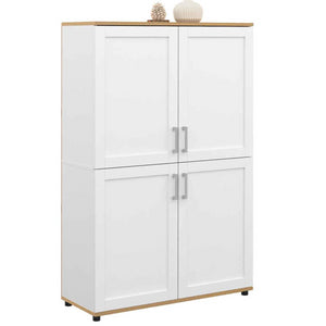 IDMarket - Tablero alto de 2 puertas VITO blanco y efecto haya H. 125 cm