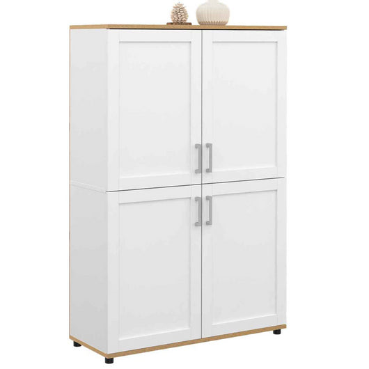 IDMarket - Tablero alto de 2 puertas VITO blanco y efecto haya H. 125 cm