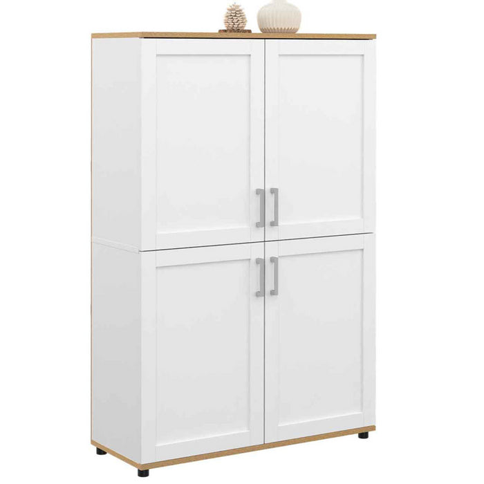 IDMarket - Tablero alto de 2 puertas VITO blanco y efecto haya H. 125 cm