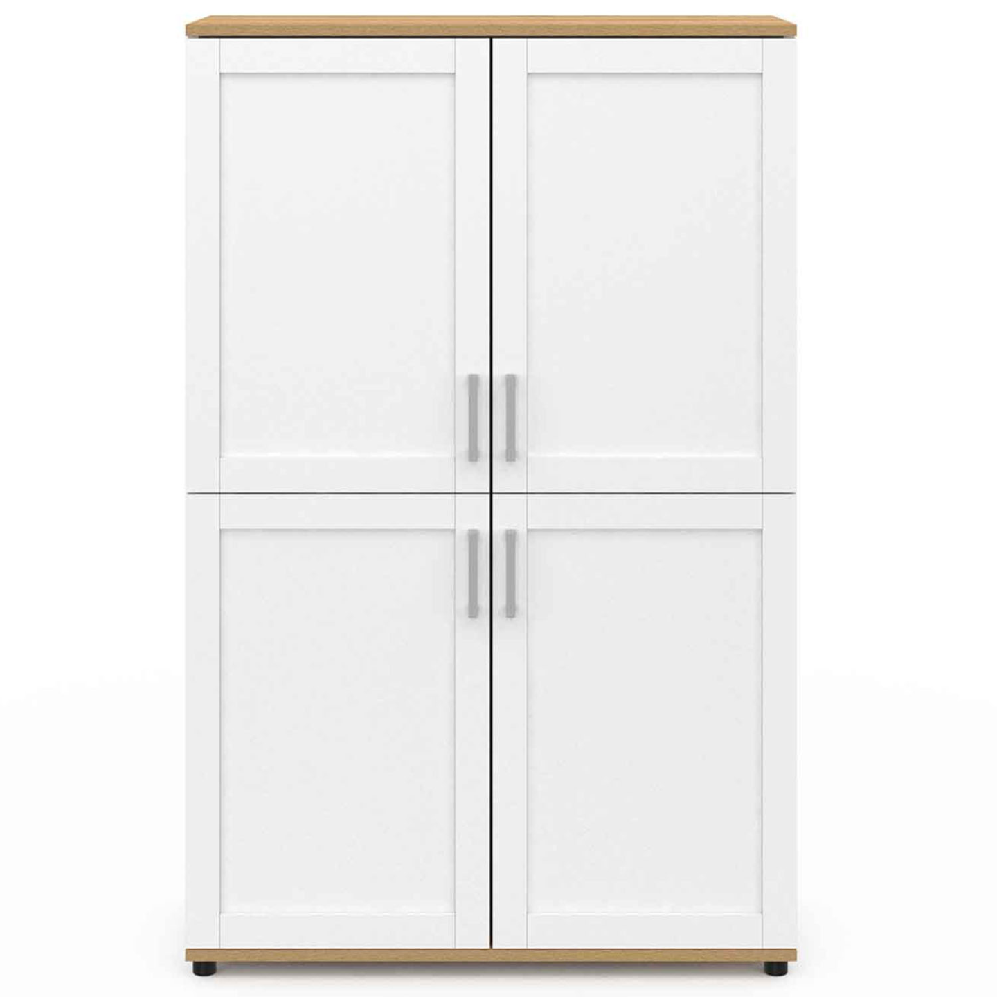 IDMarket - Tablero alto de 2 puertas VITO blanco y efecto haya H. 125 cm