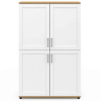 IDMarket - Tablero alto de 2 puertas VITO blanco y efecto haya H. 125 cm