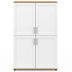IDMarket - Tablero alto de 2 puertas VITO blanco y efecto haya H. 125 cm