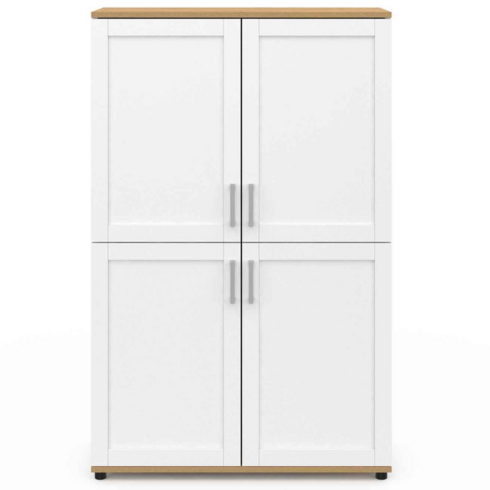IDMarket - Tablero alto de 2 puertas VITO blanco y efecto haya H. 125 cm