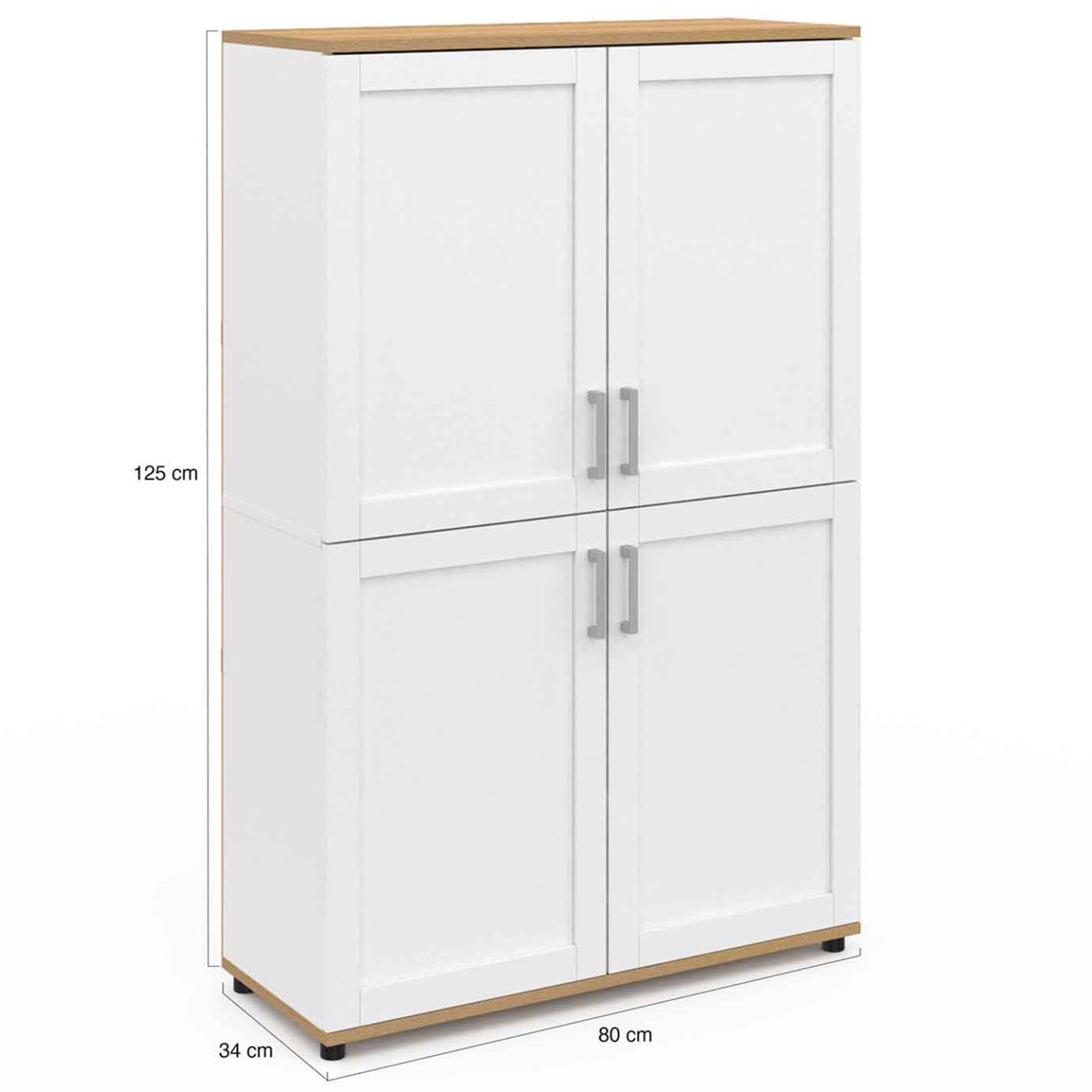 IDMarket - Tablero alto de 2 puertas VITO blanco y efecto haya H. 125 cm