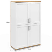 IDMarket - Tablero alto de 2 puertas VITO blanco y efecto haya H. 125 cm