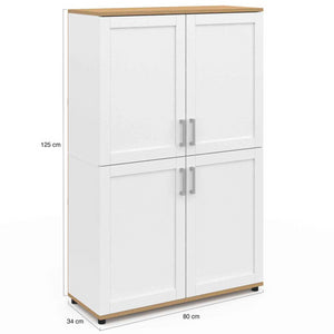 IDMarket - Tablero alto de 2 puertas VITO blanco y efecto haya H. 125 cm