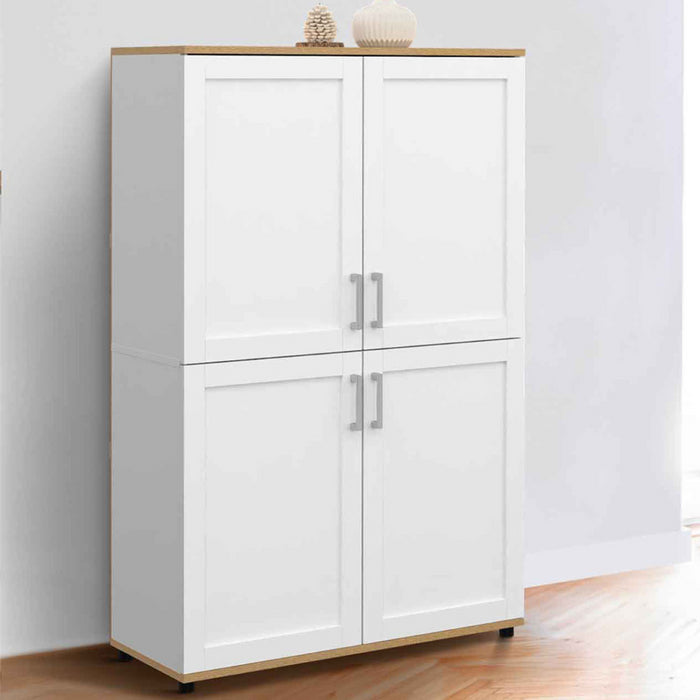 IDMarket - Tablero alto de 2 puertas VITO blanco y efecto haya H. 125 cm