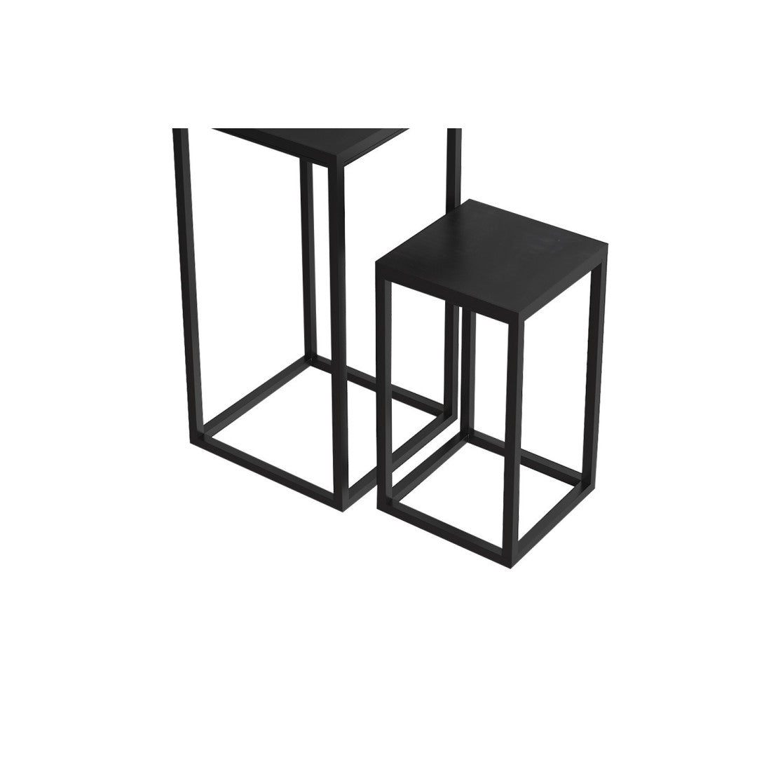 Tavolini da salotto GOA in legno massiccio nero. Mobili in stile industriale.