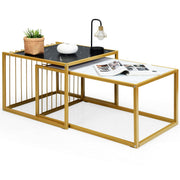 Set di 2 tavolini da caffè impilabili 80 x 53 x 38,5 cm design moderno impilabili per ottimizzare lo spazio MDF bianco e nero 20_0020855