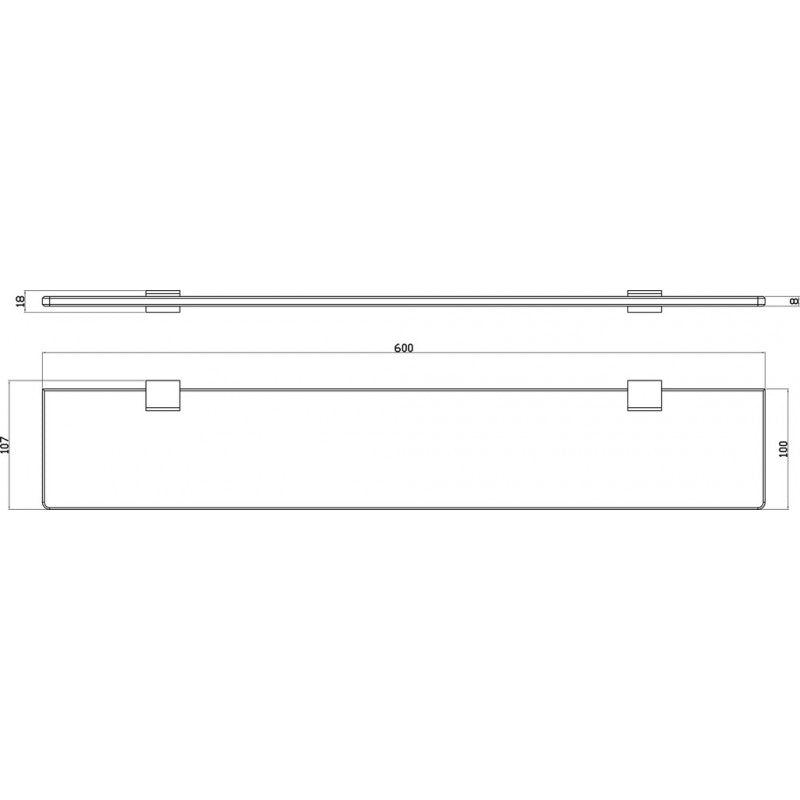 Mensola doccia NIL in vetro e ottone dorato spazzolato 60 cm