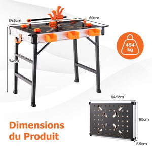 Banco da lavoro pieghevole con 2 morse e 4 morse tavolo da lavoro portatile con 3 cassette porta attrezzi banco da carpenteria portata 454 kg per garage arancione 20_0009707