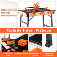 Banco da lavoro pieghevole con 2 morse e 4 morse tavolo da lavoro portatile con 3 cassette porta attrezzi banco da carpenteria portata 454 kg per garage arancione 20_0009707