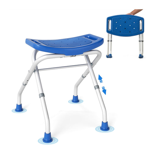 Sgabello da doccia regolabile in altezza 49-52,5 cm seduta antiscivolo per una sicurezza ergonomica lega di alluminio blu 20_0014169