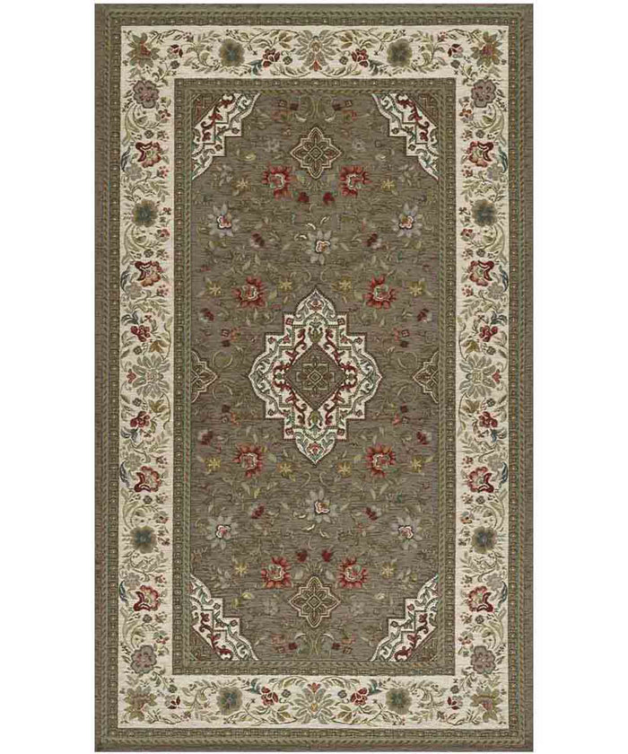 Tappeto orientale classico TABRIZ FANGO in ciniglia multiuso lavabile antiscivolo cm.140x200