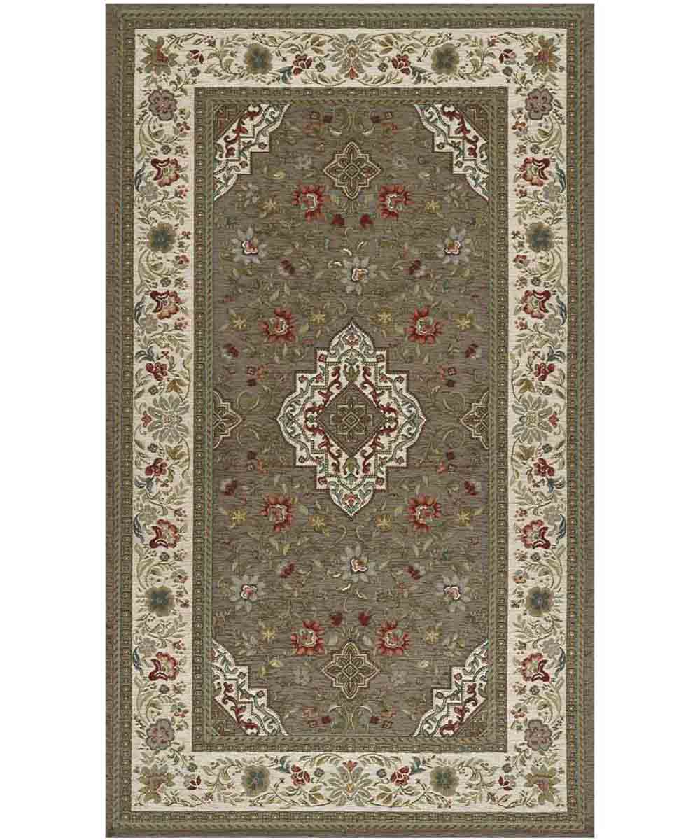 Tappeto orientale classico TABRIZ FANGO in ciniglia multiuso lavabile antiscivolo cm.65x220 passatoia