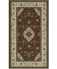 Tappeto orientale classico TABRIZ MARRONE in ciniglia multiuso lavabile antiscivolo cm.65x220 passatoia