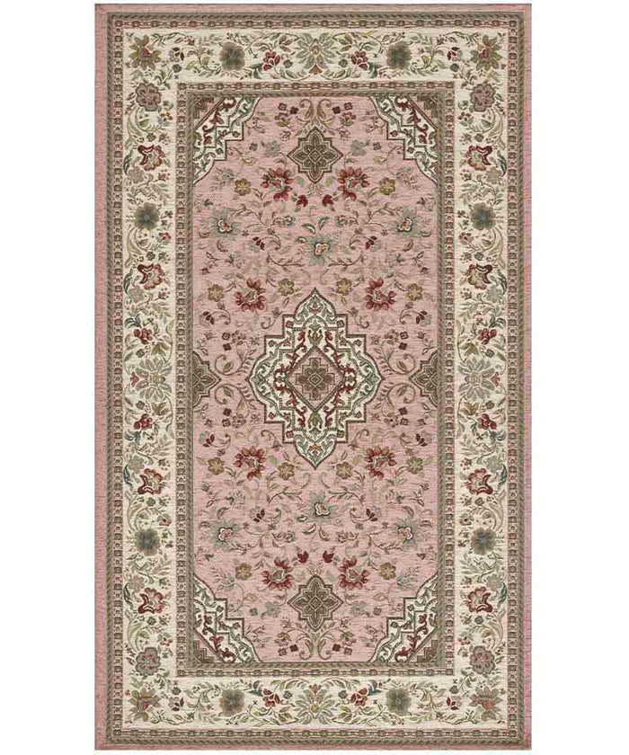 Tappeto orientale classico TABRIZ ROSA in ciniglia multiuso lavabile antiscivolo cm.65x220 passatoia