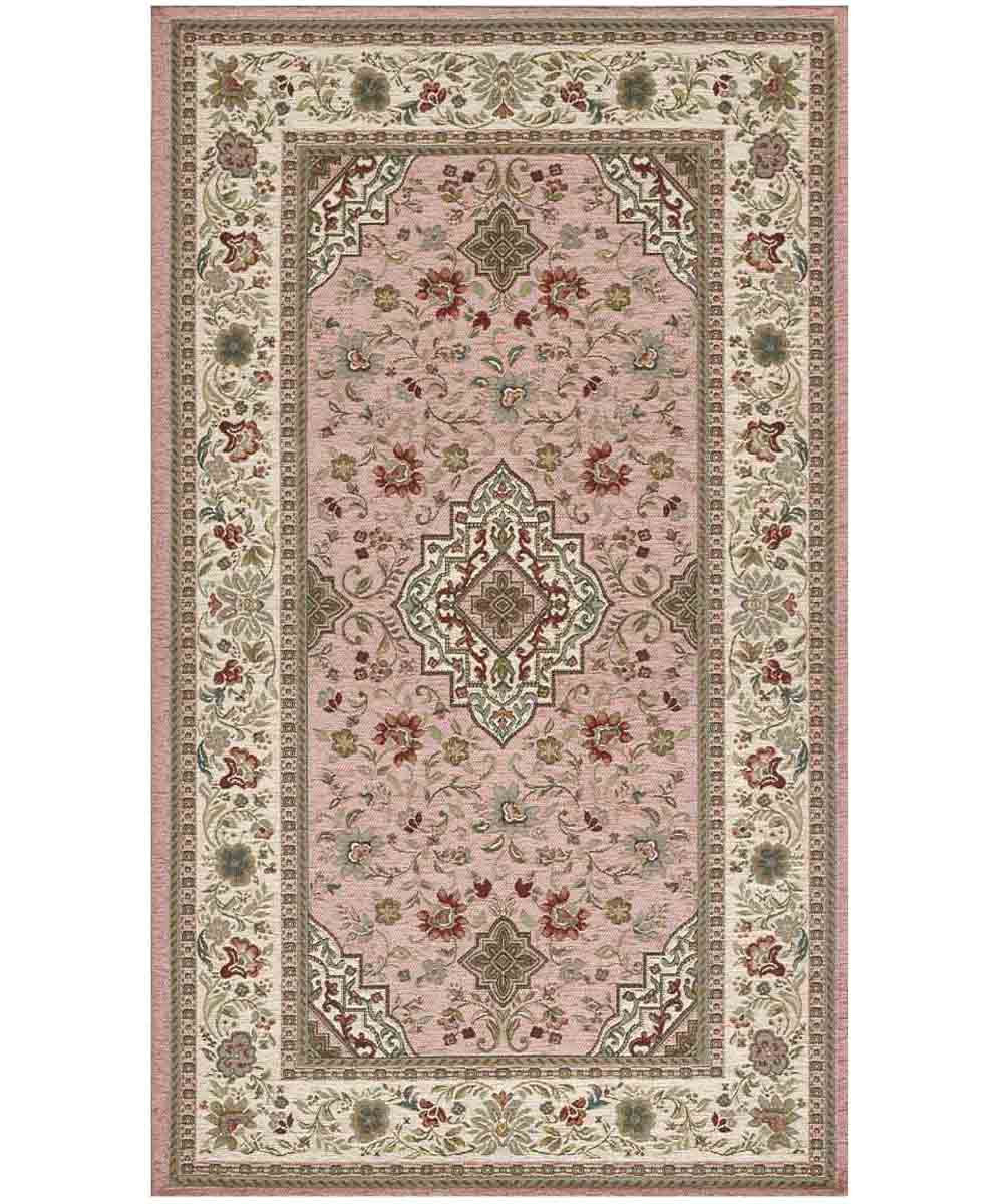 Tappeto orientale classico TABRIZ ROSA in ciniglia multiuso lavabile antiscivolo cm.115x175
