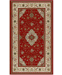 Tappeto orientale classico TABRIZ ROSSO in ciniglia multiuso lavabile antiscivolo cm.115x175