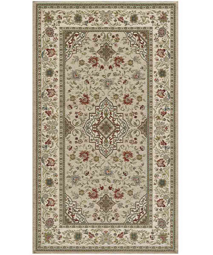 Coppia Tappeti orientali classici TABRIZ TORTORA in ciniglia multiuso lavabili antiscivolo cm.65x110 (Set 2 pezzi)