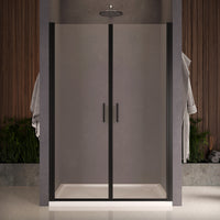 Box doccia nicchia 80 cm porta due battenti H200 cm cristallo 8mm profilo NERO OPACO ELDA