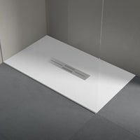 Piatto doccia in resina 90x140 cm effetto pietra con scarico centrale colore bianco MALIBU