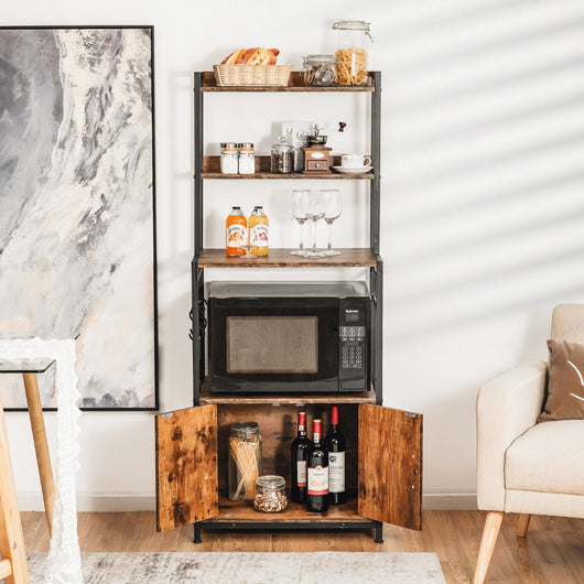 Carrello da cucina a 4 ripiani 60 x 40 x 150 cm con ganci a S stile industriale 20_0007317