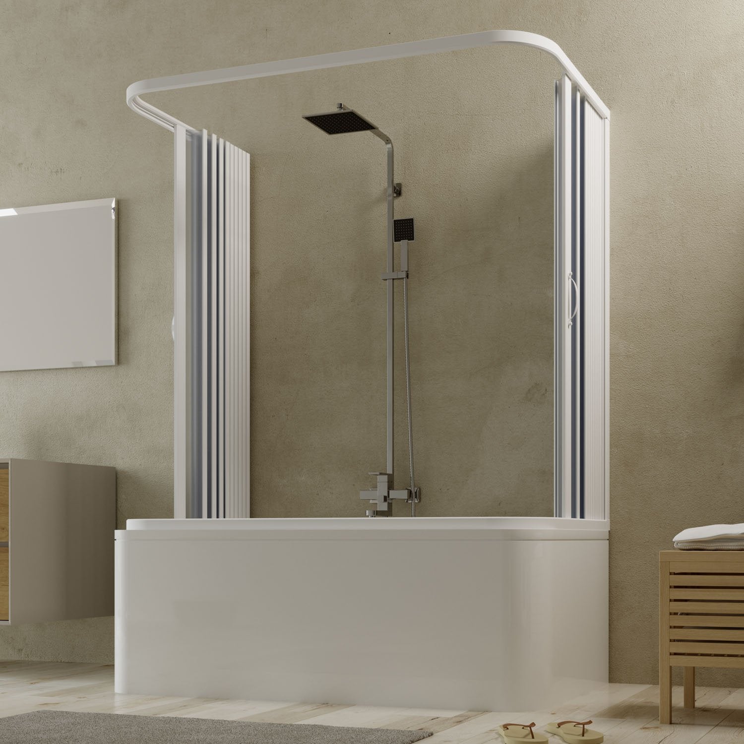 Box a 3 lati sopravasca in PVC a soffietto 70x170x70 cm H 150 mod. Tagete con apertura centrale