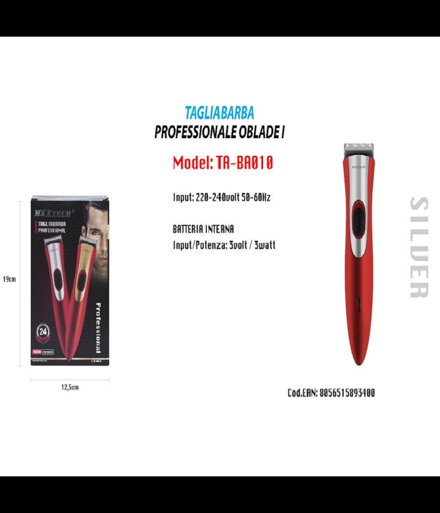Taglia Barba Professionale Oblade I Maxtech Rasoio Uomo New Version Ta-ba010         