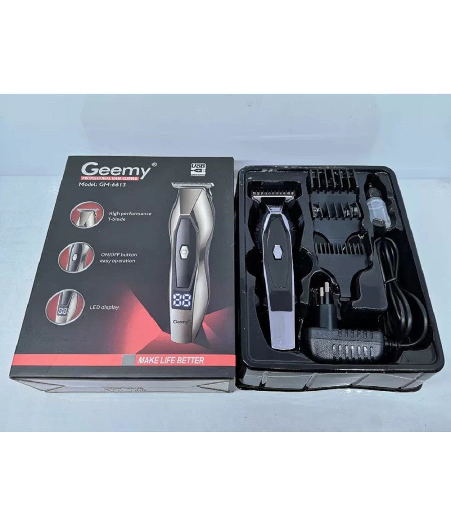 Taglia Capelli Clipper Elettrico Professionale Ricaricabile Display Led Gm-6613         