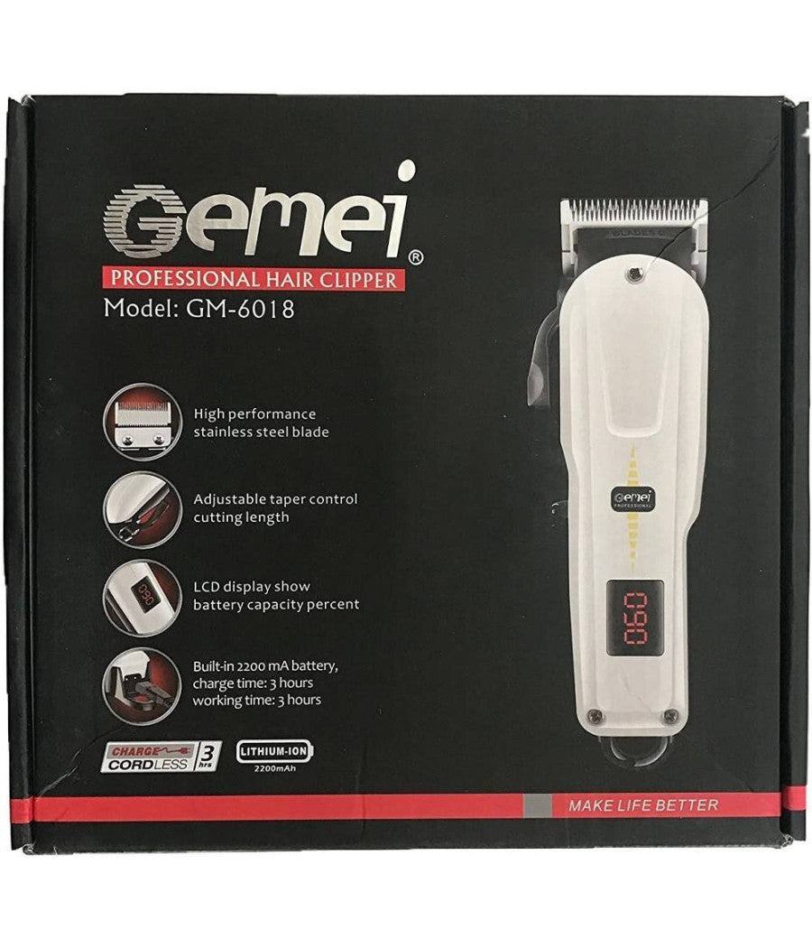 Taglia Capelli Professionale Senza Fili Lunga Durata A Batteria Pettini Gm-6018         