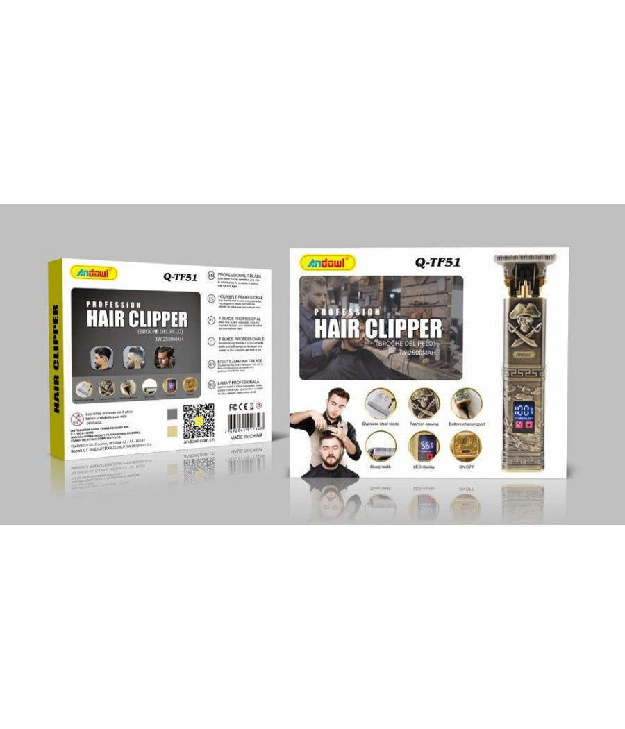 Taglia Capelli Rasoio Elettrico Regola Barba 3 Pettini Ricaricabile Usb Q-tf51         