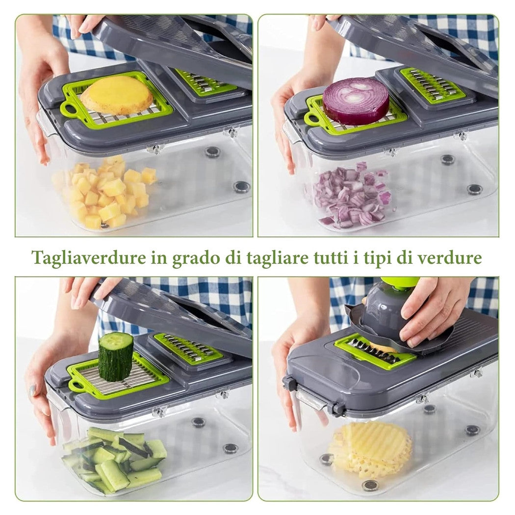 Trade Shop - Taglia Verdure Multifunzione Mandolina Manuale Inox Affettatrice Affettatutto         