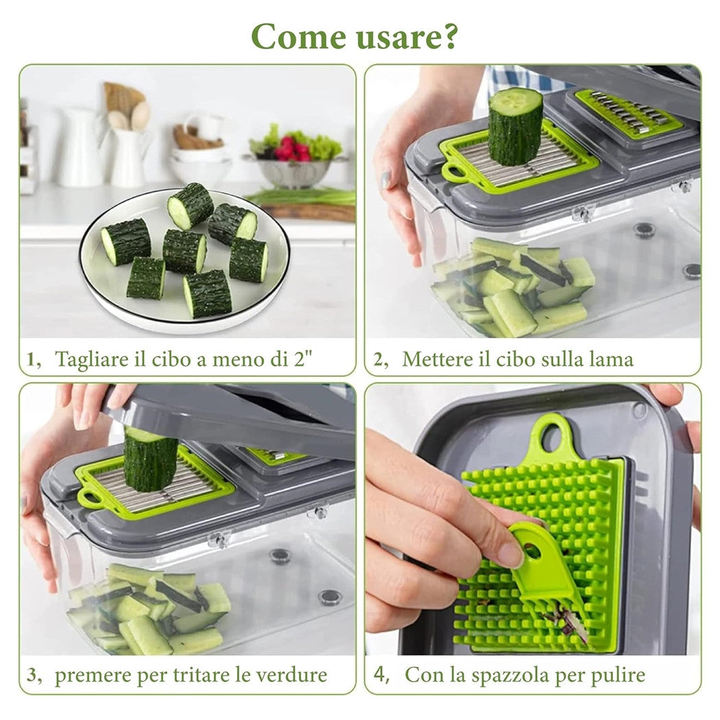 Trade Shop - Taglia Verdure Multifunzione Mandolina Manuale Inox Affettatrice Affettatutto         