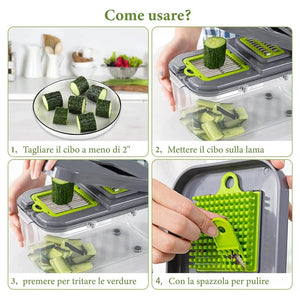 Trade Shop - Taglia Verdure Multifunzione Mandolina Manuale Inox Affettatrice Affettatutto         