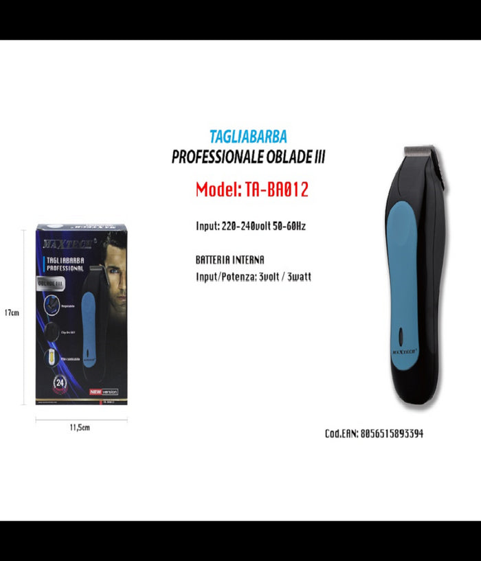 Tagliabarba Professionale Oblade Iii Maxtech Rasoio Regolabile Uomo New Version Ta-ba012         